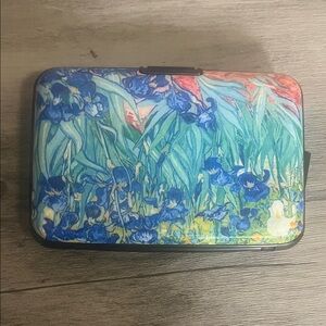 Floral Iris Art Card Case - Blue & Green